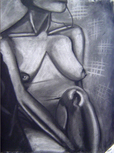 Lifedrawing 2, Charcoal with a Rubber, 60cm x 88cm