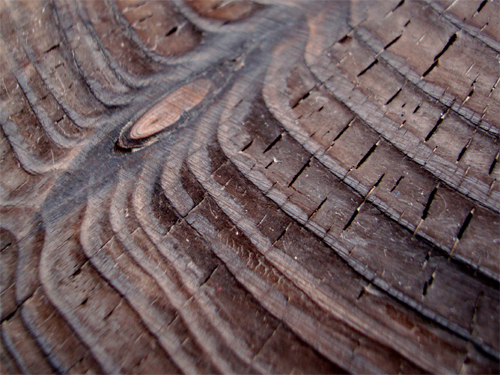 Cracked Bowl , Burnt Japanese Larch, 14cm x 33cm
