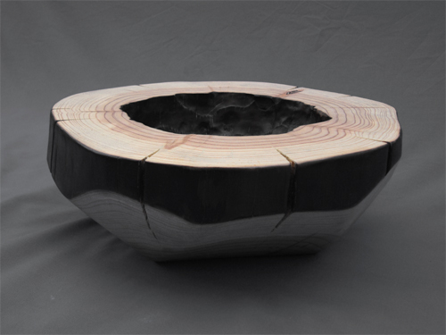 Shallow Bowl Close-up, Burnt Japanese Larch