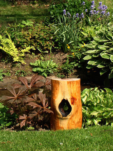 Burnt Sculpture, View1, Green Wood, Height 39cm