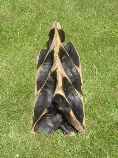 Burnt Prism, View 1, Green Wood, Height 73cm